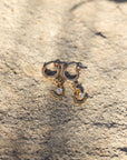 Horse Shoe and CZ Hoop Earrings