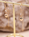 Mini Heart and CZ Thread Earrings