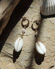 Seashell & Pearl Mini Hoop Earrings