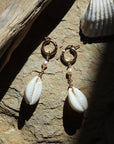 Seashell & Pearl Mini Hoop Earrings