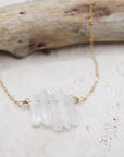 Raw Quartz Crystal & Hematite Cascade Necklace