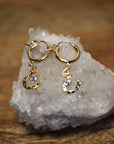 Horse Shoe and CZ Hoop Earrings