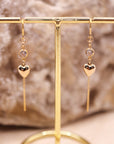 Mini Heart and CZ Thread Earrings